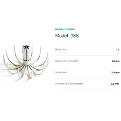 50pcs normal spider squid hooks 08S 12points 28mm
