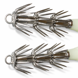 2X 195mm 80g Luminous Squid Egi Jigs Fishing Lures Baits STAINLESS HOOKS