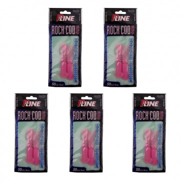5Packs 3.5" Rock Cod Squid Rigs Two Bulb rigged Squid Fishing Lures