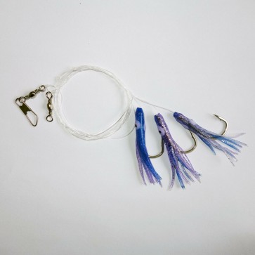 Sabiki Rigs Soft Baits Fishing Lures squid skirt 4/0 Hook[Blue]