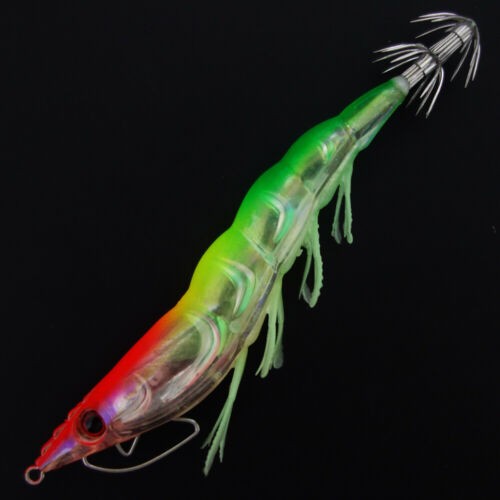 Glow Tail Shrimp Hard Fishing Lure Squid Jig Sinking Bait Duel Squid bait 3.5#