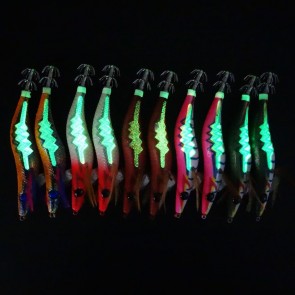 10x size 3.5 YAMASHITA Glow in Dark Rattle Squid JIgs Squid Egi Shrimp jigs